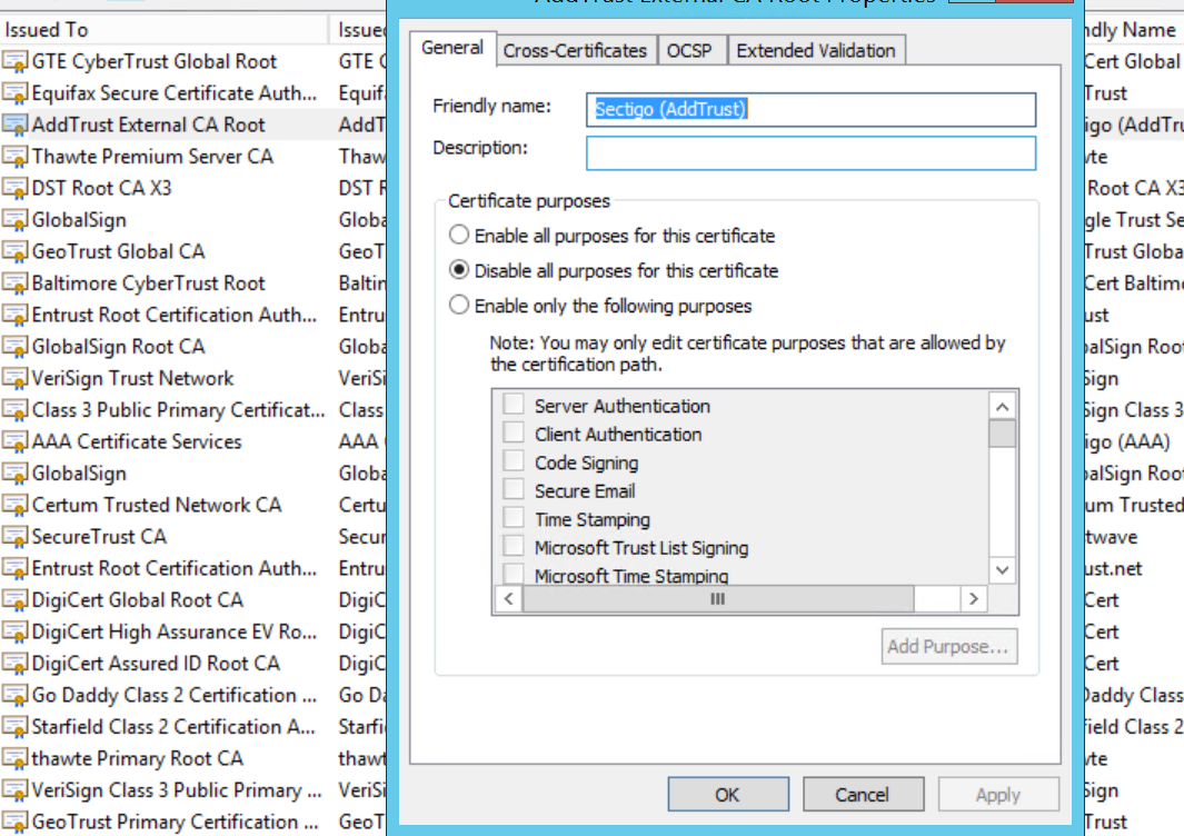 addtrust external ca root windows 7 download